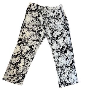 Banana Republic career pants wider Pants Black White Print Elastic Waist sz 16